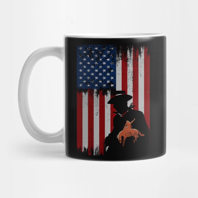 cowboy american flag vintage usa  cowboy Rodeo Roping Horse Riding by JayD World